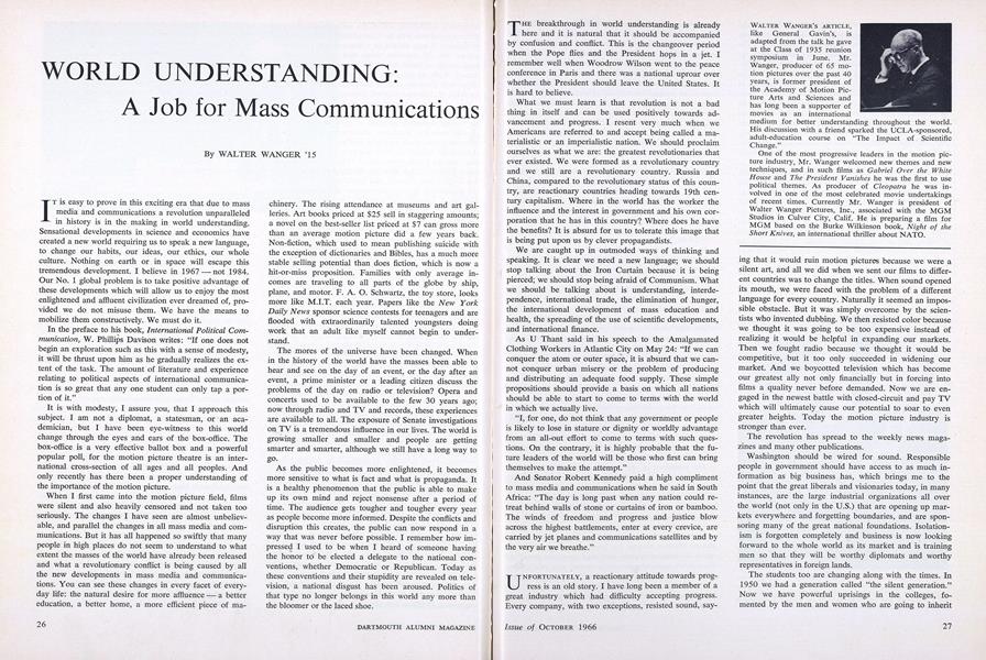 WORLD UNDERSTANDING: A Job for Mass Communications