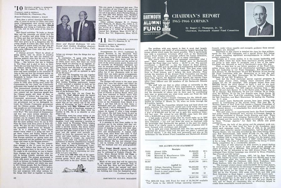 CHAIRMAN'S REPORT 1905-1966 CAMPAIGN