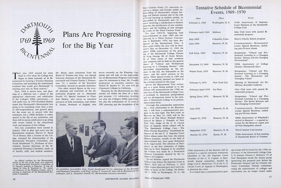 Tentative Schedule of Bicentennial Events, 1969-1970