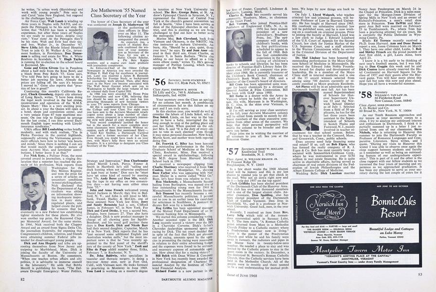 Joe Mathewson '55 Named Class Secretary of the Year
