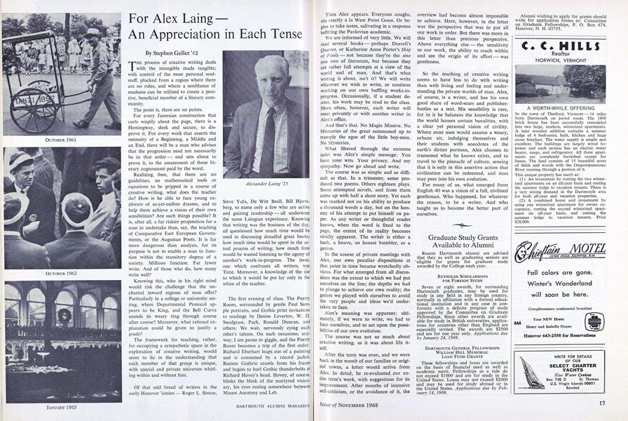 For Alex Laing – An Appreciation in Each Tense