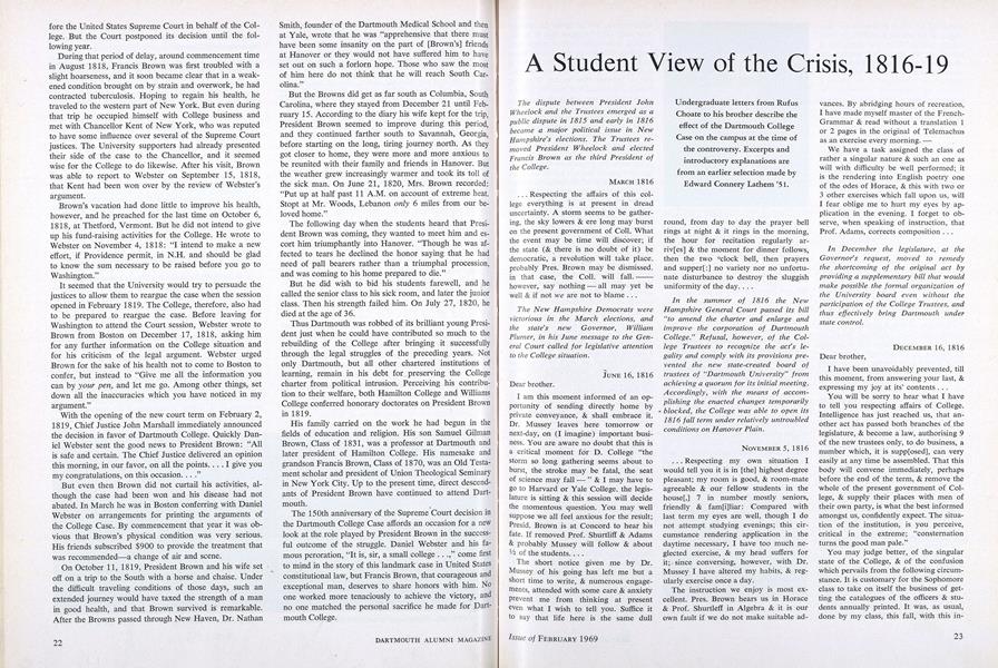 A Student View of the Crisis, 1816-19