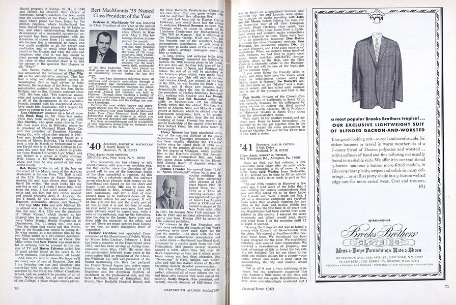 Bert MacMannis '39 Named Class President of the Year