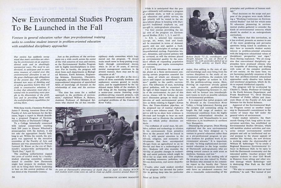 New Environmental Studies Program To Be Launched in the Fall