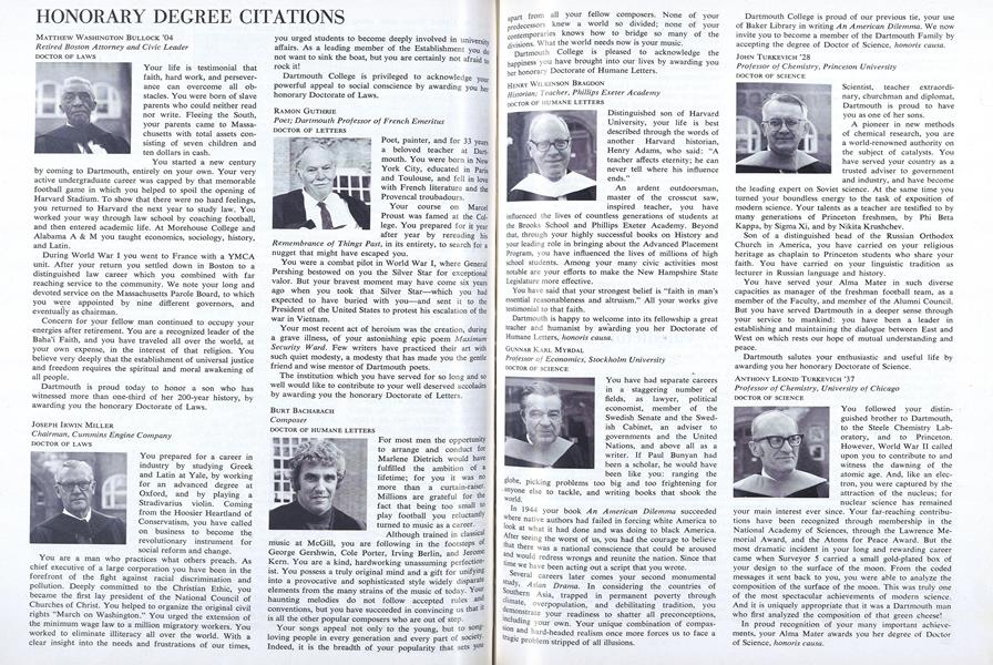 HONORARY DEGREE CITATIONS