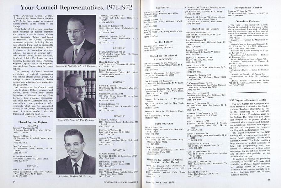 Your Council Representatives, 1971-1972