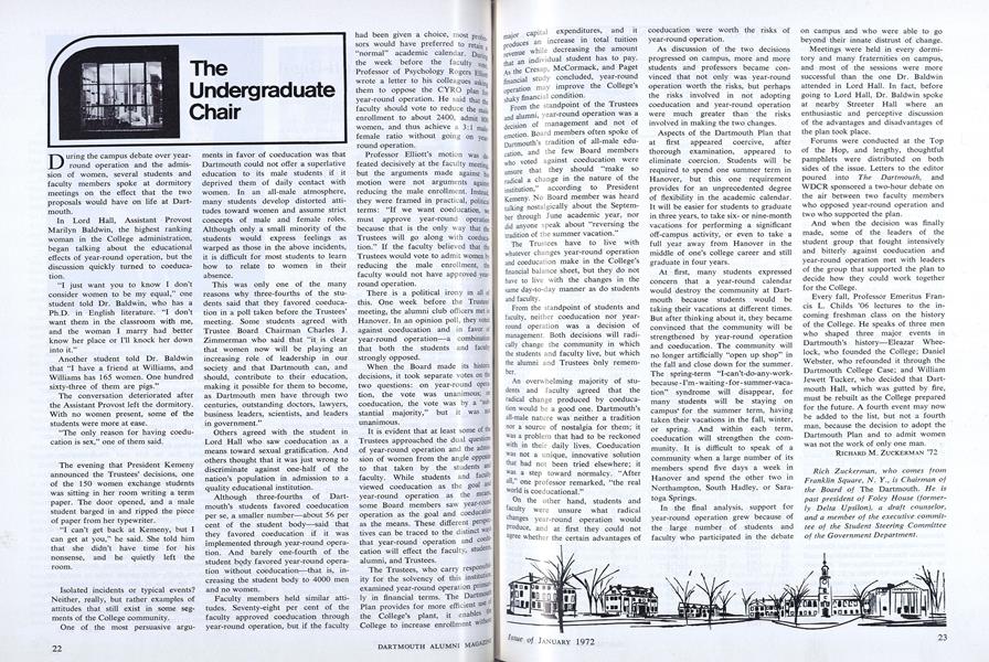 The Undergraduate Chair | Dartmouth Alumni Magazine | JANUARY 1972