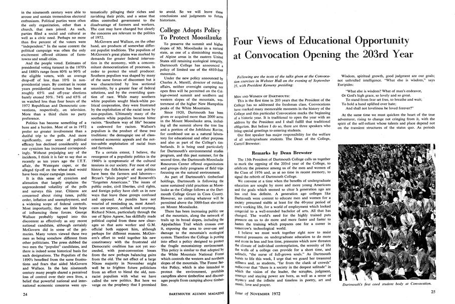 Four Views of Educational Opportunity at Convocation Opening the 203rd Year