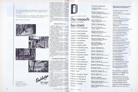 Alumni Articles, Page: 12 - April 1974 | Dartmouth Alumni Magazine