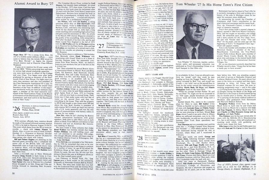 Tom Wheeler '27 Is His Home Town's First Citizen