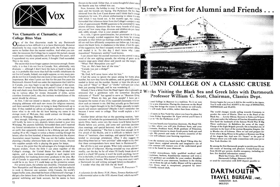 Vox Clamantis et Clamantis; or College Bites Man