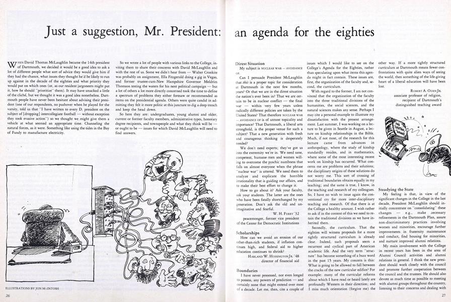 Just a suggestion, Mr. President: an agenda for the eighties