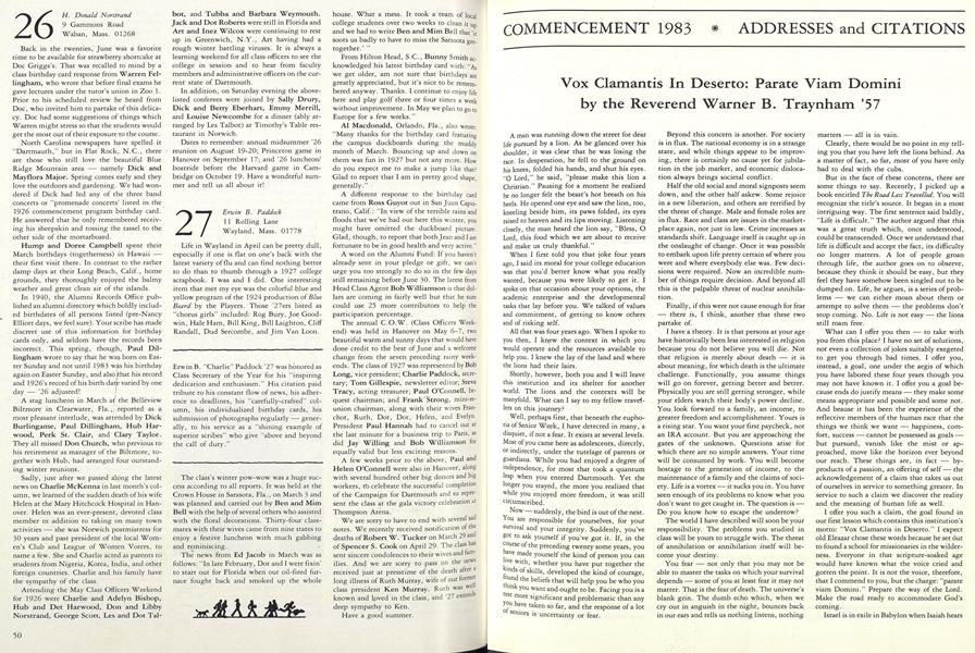 COMMENCEMENT 1983 ADDRESSES and CITATIONS