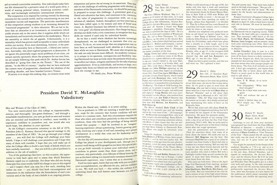 President David T. McLaughlin Valedictory
