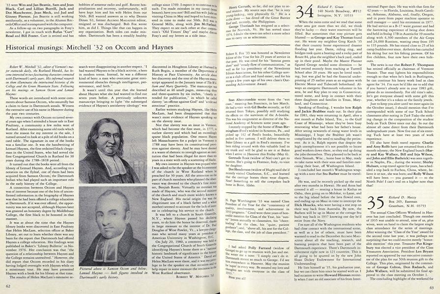 Historical musings: Mitchell '32 on Occom and Haynes
