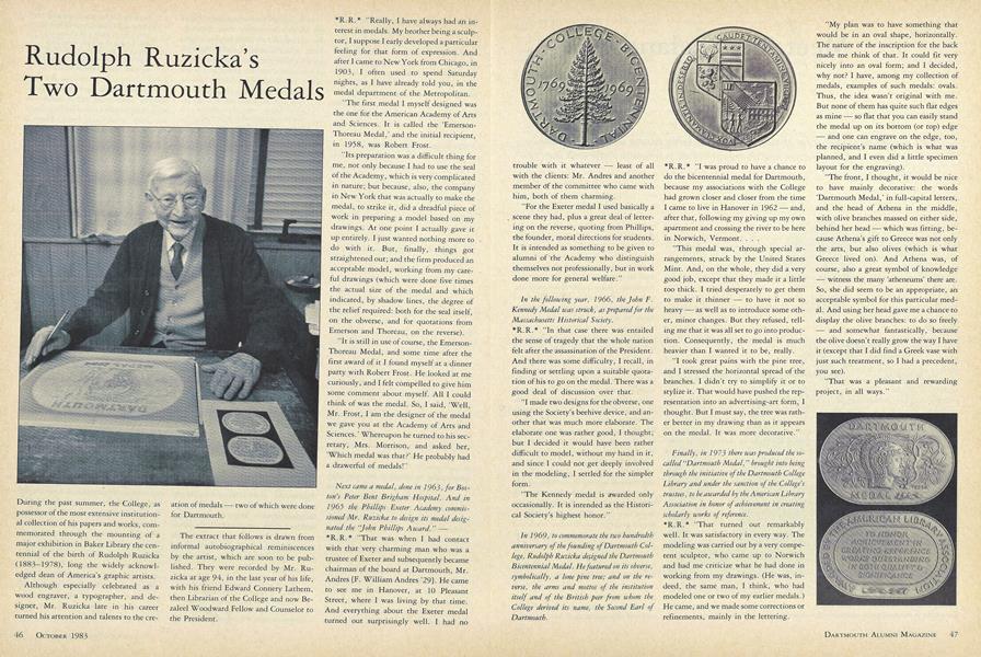 Rudolph Ruzicka's Two Dartmouth Medals