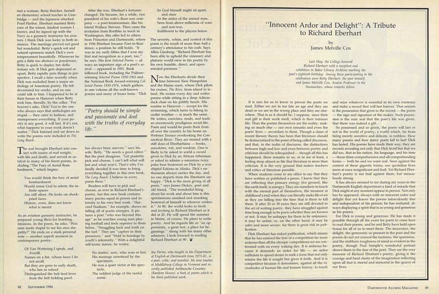 "Innocent Ardor and Delight": A Tribute to Richard Eberhart