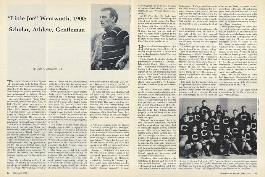 "Little Joe" Wentworth, 1900: Scholar, Athlete, Gentleman