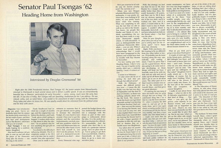 Senator Paul Tsongas '62 Heading Home from Washington