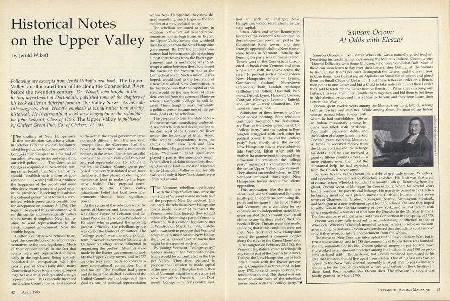 Historical Notes on the Upper Valley