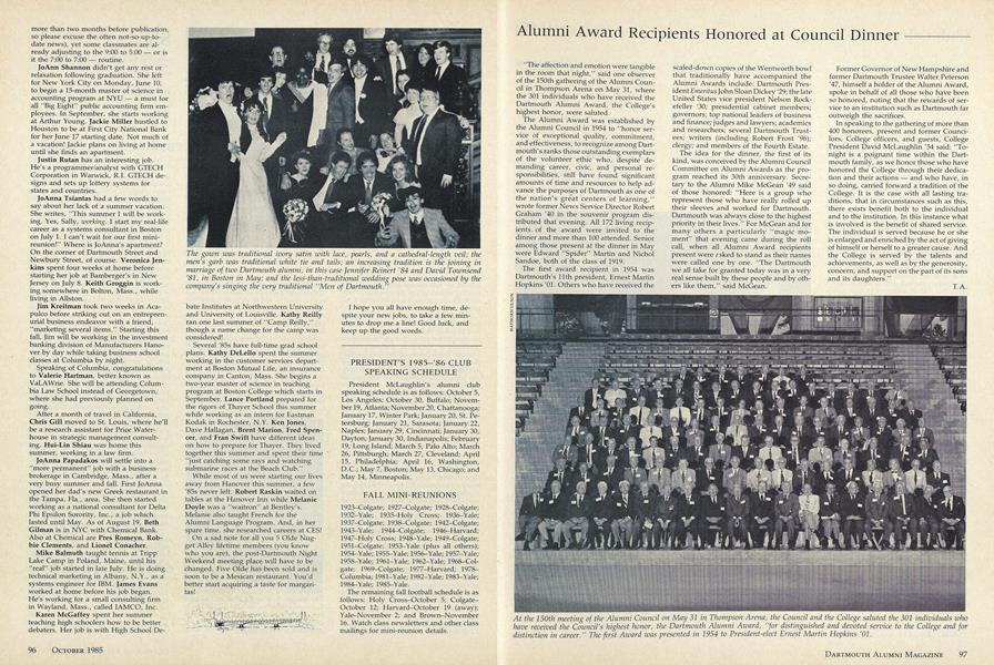PRESIDENT'S 1985-'86 CLUB SPEAKING SCHEDULE