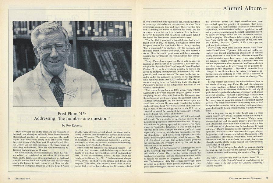 Fred Plum '45: Addressing "the number-one question"