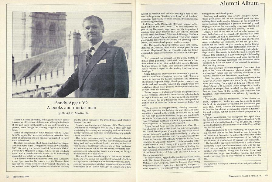 Sandy Apgar '62 A books and mortar man