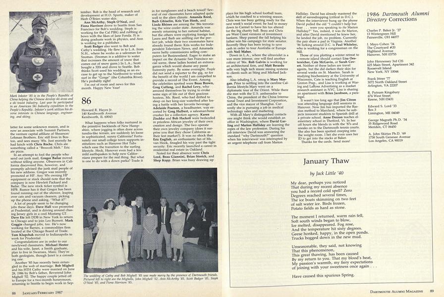 1986 Dartmouth Alumni Directory Corrections