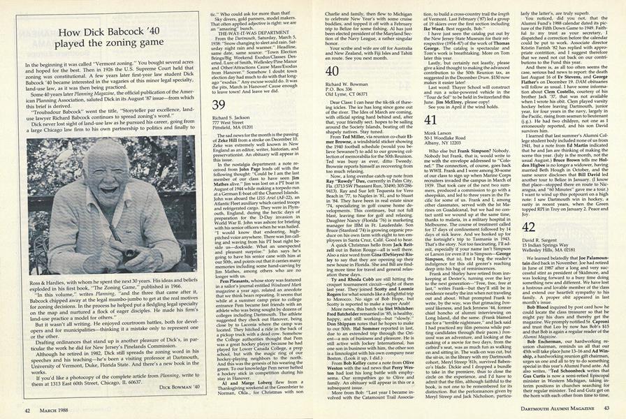 How Dick Babcock '40 Played the zoning game