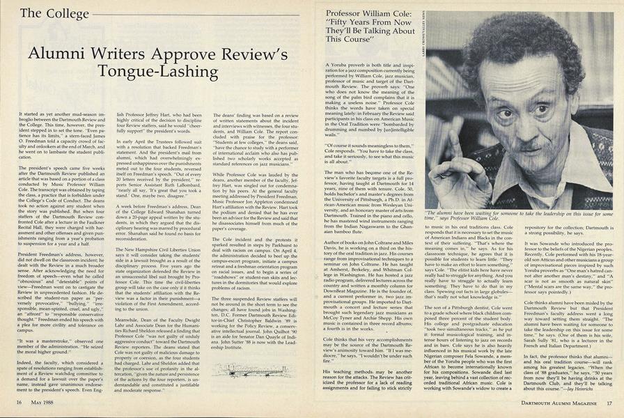 Alumni Writers Approve Review's Tongue-Lashing