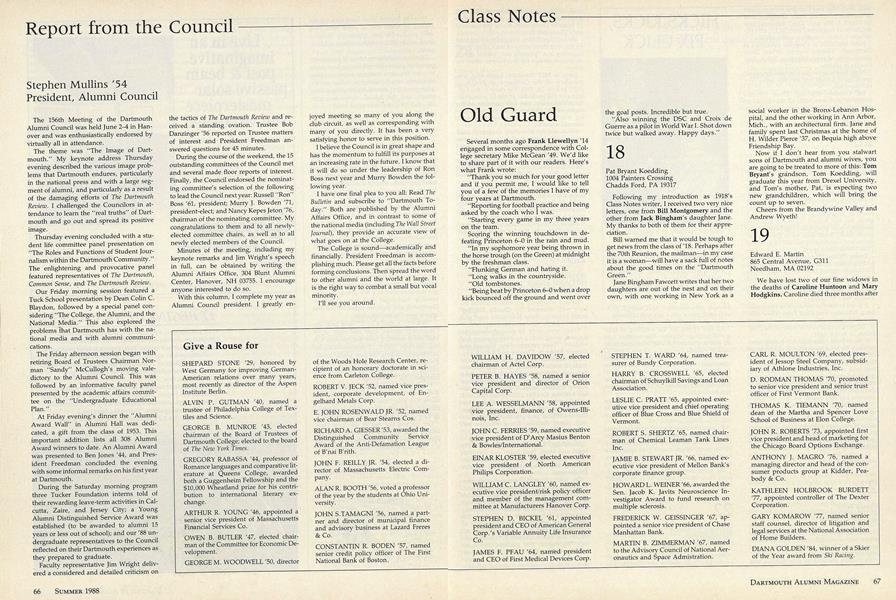 Report from the Council