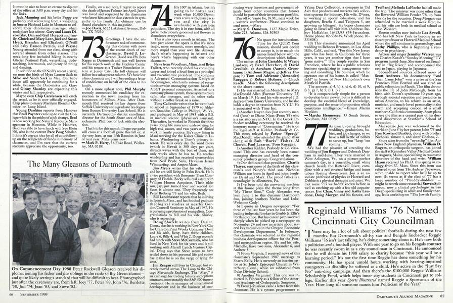 The Many Gleasons of Dartmouth Dartmouth Alumni Magazine SEPTEMBER 1988