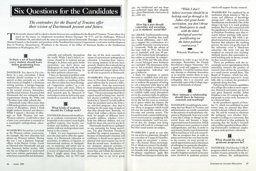 Six Questions for the Candidates