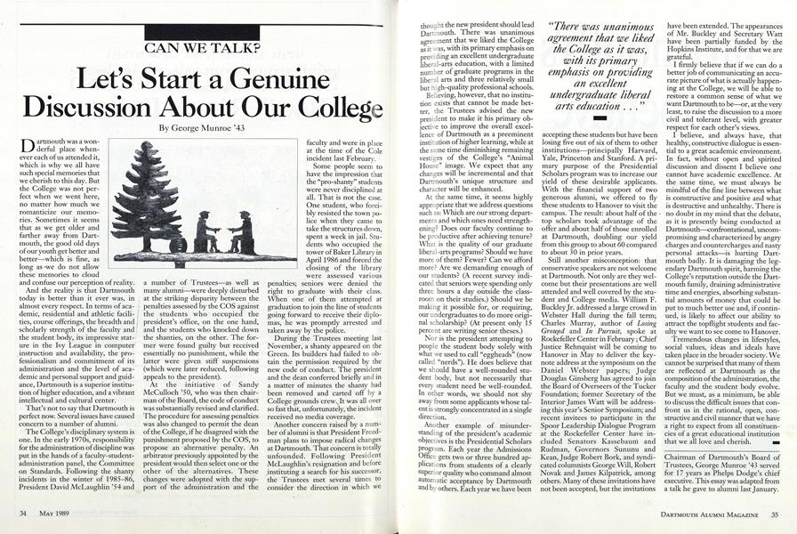 Let's Start a Genuine Discussion About Our College