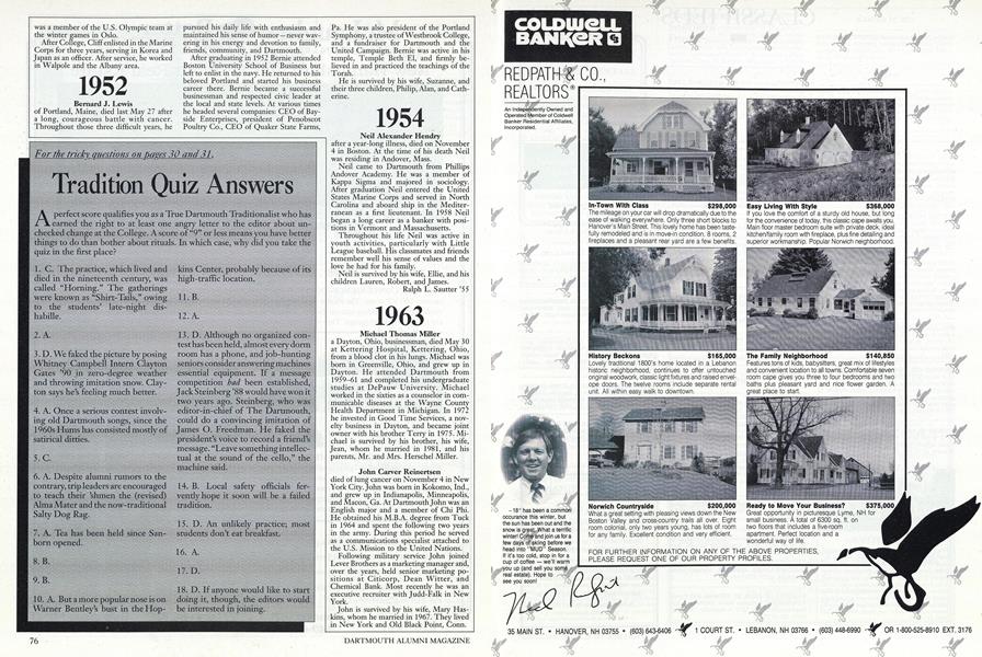 Tradition Quiz Answers