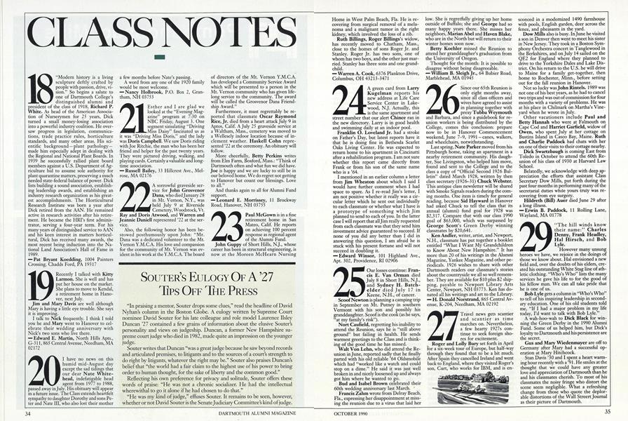 Souter's Eulogy Of A '27 Tips Odd The Press