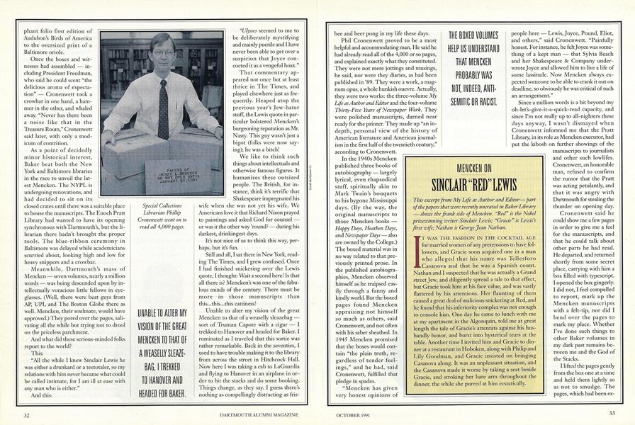 MENCKEN ON SINCLAIR "RED" LEWIS