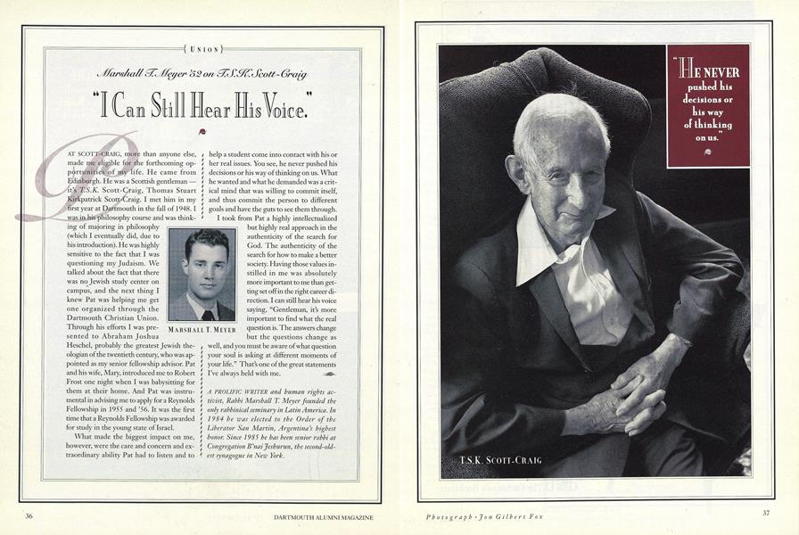 Marshall T. Meyer '52 on T.S.K. Scott-Craig