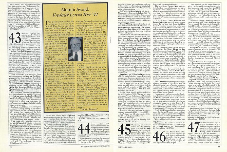 Alumni Award: Frederick Lorenz Hier '44